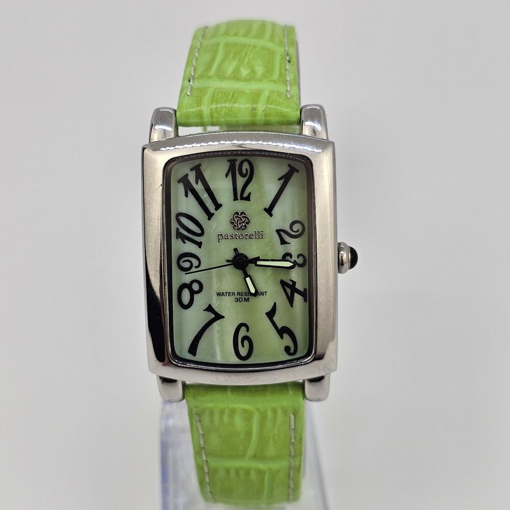 Pastorelli‎ Women's Watch 28MM Gray Dial Green Leather Band Straps New Battery